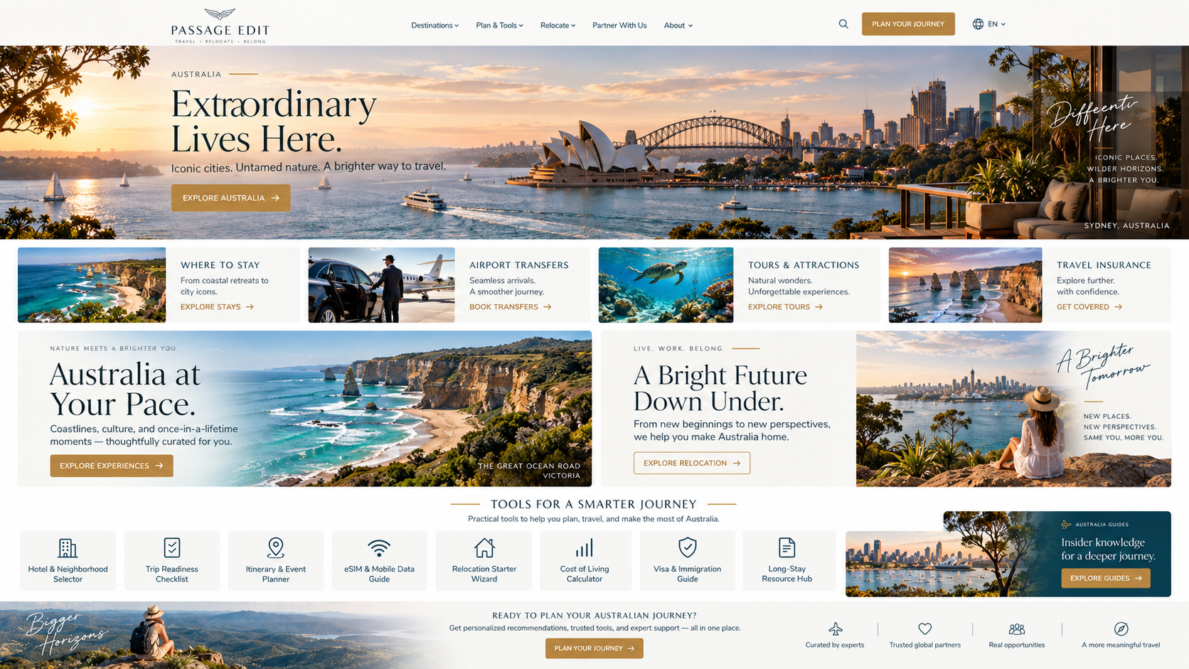 Australia travel editorial page