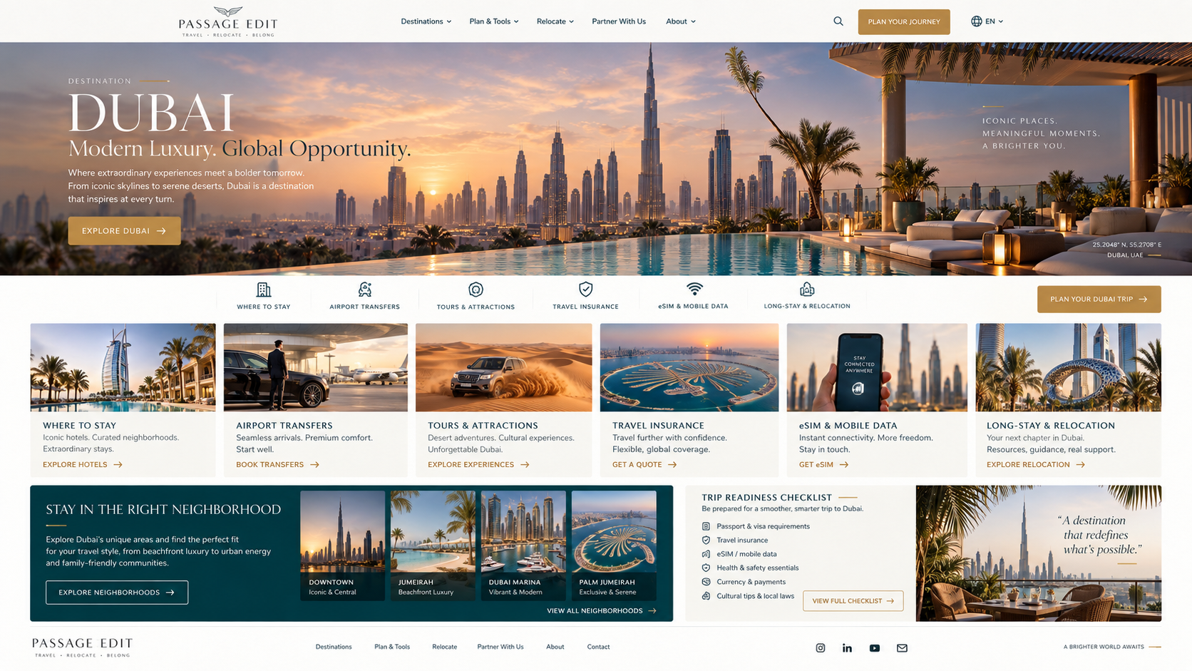 Dubai luxury travel editorial page