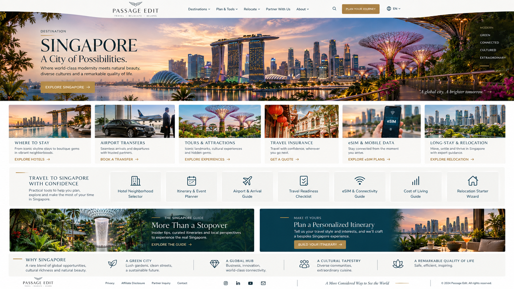 Singapore travel editorial page